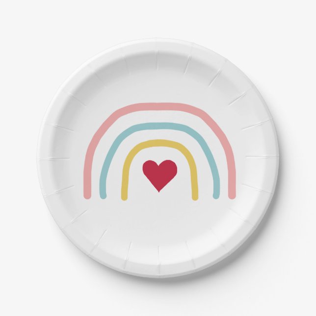 Rainbow Pink Ombre Painting Party Paper Plate (Front)