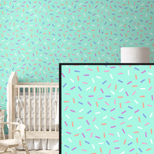 Rainbow Pink Purple Orange Sprinkles, on Aqua Wallpaper