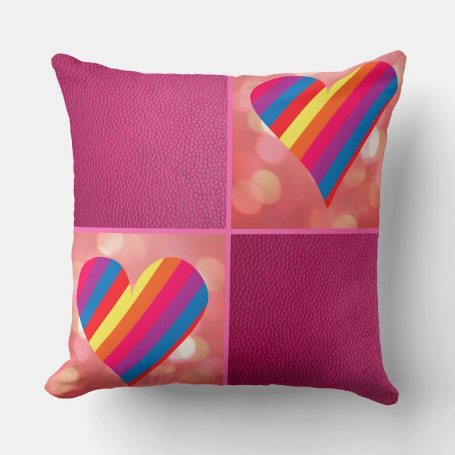 Rainbow Pink Throw Pillow (Front)