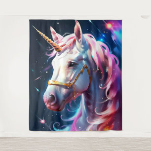 Rainbow Pink Unicorn Wall Art Tapestry