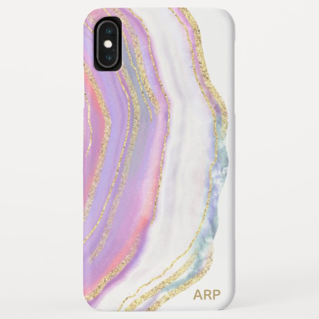 *~* Rainbow Pink White Agate Gold Glitter Pastel Case-Mate iPhone Case (Back)