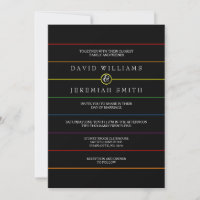 Rainbow Pinstripe Pride on Black LGBT Wedding