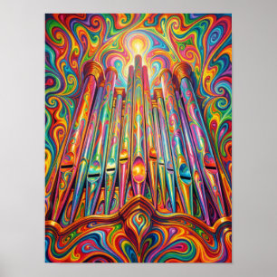 Rainbow Pipe Organ Psychedelic Art Poster