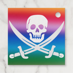 Rainbow Pirate Pride Jolly Roger Foil Favour Tag