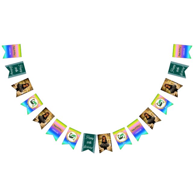 Rainbow Pisces Glitter Birthday Party Bunting Flags (All)