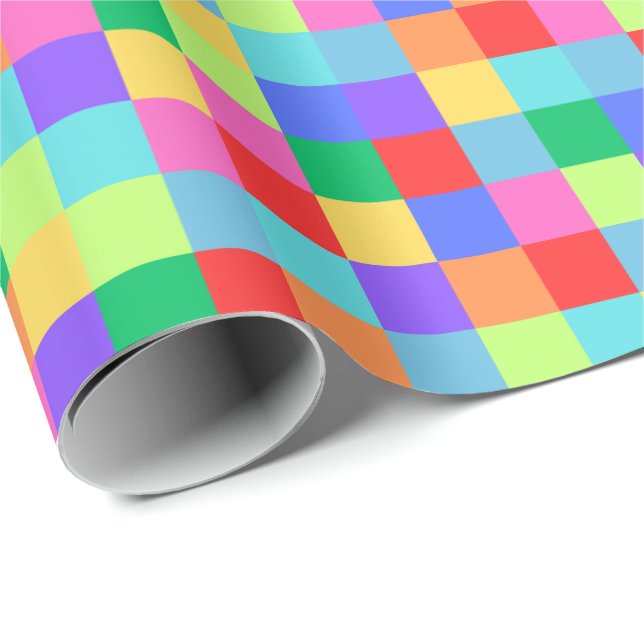 Rainbow Pixel Colourful Bright Gift Wrap (Roll Corner)