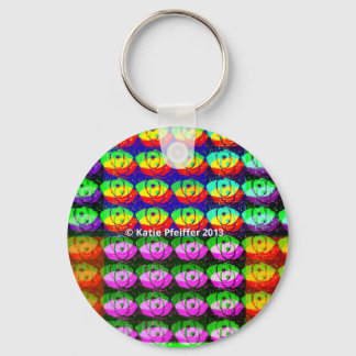 Rainbow Pixel Eyes Keychain
