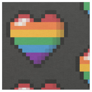 Rainbow Pixel Heart Fabric