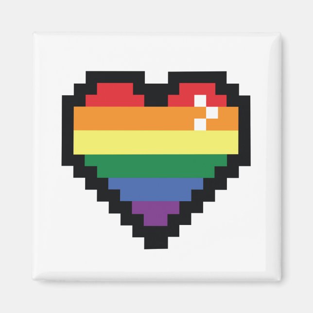 Rainbow Pixel Heart Magnet (Front)