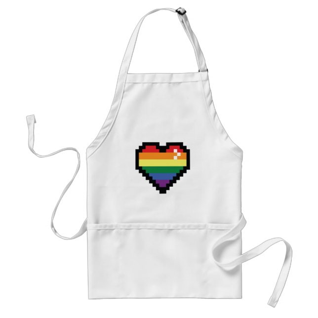 Rainbow Pixel Heart Standard Apron (Front)