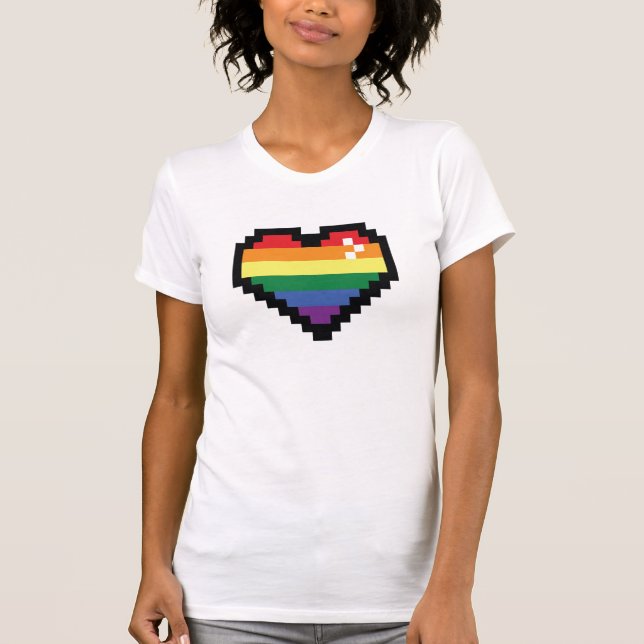 Rainbow Pixel Heart T-Shirt (Front)
