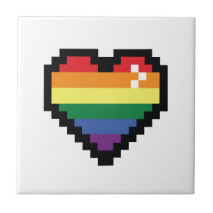 Rainbow Pixel Heart Tile
