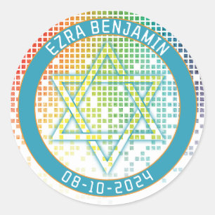 Rainbow Pixel Video Game Gamer Bar Mitzvah Classic Round Sticker