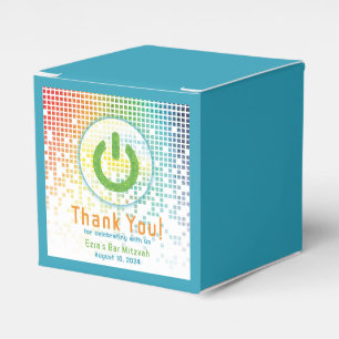 Rainbow Pixels Video Game Gamer Bar Mitzvah Favor Box