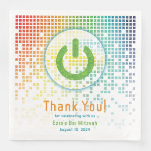 Rainbow Pixels Video Game Gamer Bar Mitzvah Napkin