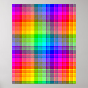 Rainbow Plaid Background Custom Poster