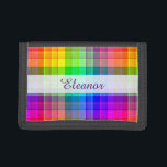Rainbow Plaid Colourful | Add Your Name Tri-fold Wallet<br><div class="desc">This rainbow plaid pattern is bright and colourful,  with a light texture effect. It's a vivid,  vibrant chequered pattern that looks pretty as a background for your name or other short text.</div>