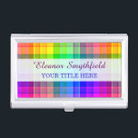 Rainbow Plaid Custom Business Card Holder<br><div class="desc">This rainbow plaid pattern business card case is bright and colourful,  with a light texture effect. It's a vivid,  vibrant chequered pattern that looks pretty as a background for your name and career title.</div>