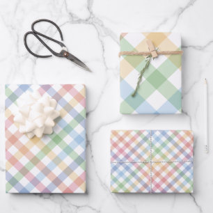 Rainbow plaid cute colourful pastel gingham wrapping paper sheet
