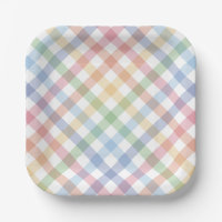 Rainbow plaid cute simple pastel check spring