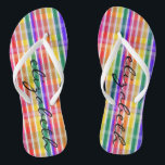 Rainbow Plaid Flip Flops<br><div class="desc">Say yes to colour this summer with these fab plaid rainbow pattern flip flops! Your name is personalized on these adorable,  comfortable colourful flip flops.</div>