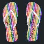 Rainbow Plaid Flip Flops<br><div class="desc">Say yes to colour this summer with these fab plaid rainbow pattern flip flops! Your name is personalized on these adorable, comfortable colourful flip flops.</div>