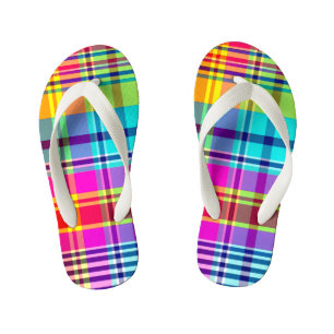 RAINBOW PLAID KID'S FLIP FLOPS