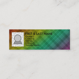 rainbow plaid mini business card