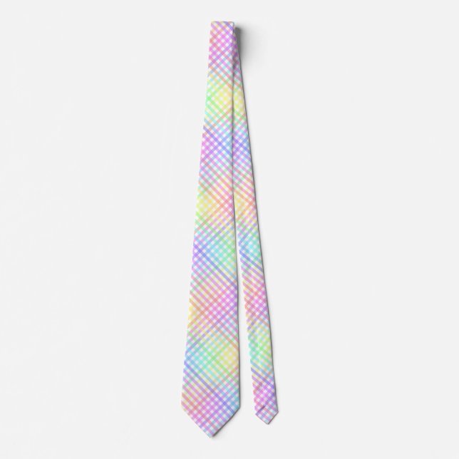 Rainbow Plaid Pattern Tie (Front)
