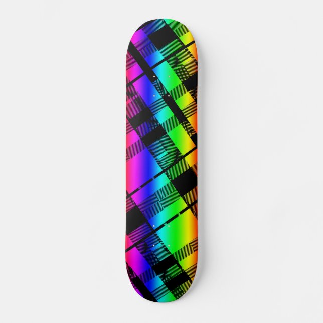 Rainbow Plaid Skateboard Deck (Front)