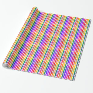 Rainbow Plaid Wrapping Paper
