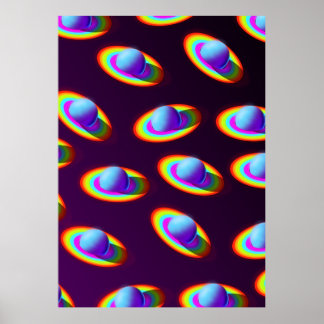 Rainbow Planets Pattern Poster