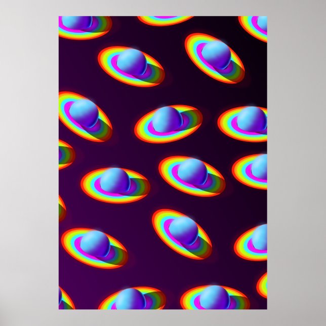 Rainbow Planets Pattern Poster (Front)