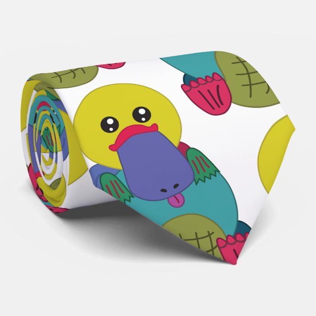 Rainbow Platypus Tie (Rolled)