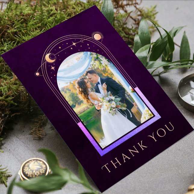 Rainbow Plum Celestial Wedding Thank You Card (Creator Uploaded)