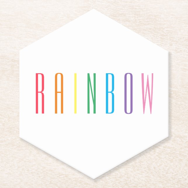 RAINBOW Pointy Hexagon Paper Coasters (Front)