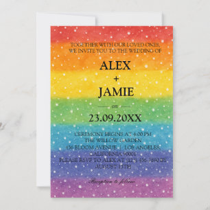 Rainbow Polka Dot LGBT Wedding Invitation