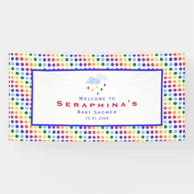 Rainbow Polka Dot Storm Baby Shower Banner (Horizontal)