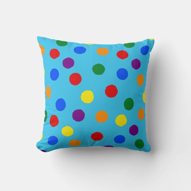 Rainbow Polka Dot Throw Cushion (Front)