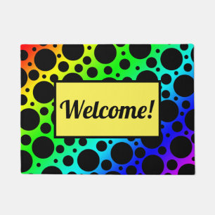 Rainbow Polka Dot Welcome Doormat