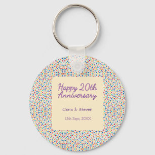 rainbow polka dots 20th anniversary purple orange  keychain