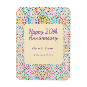 rainbow polka dots 20th anniversary purple orange magnet