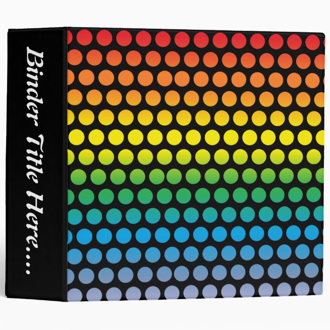Rainbow Polka Dots Black - 2" Binder (Front/Spine)