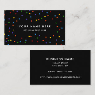 Rainbow Polka Dots Black Confetti Pattern Business Card