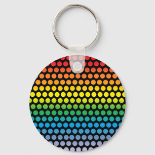 Rainbow Polka Dots Black Keychain
