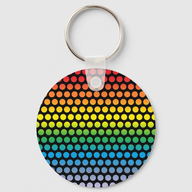 Rainbow Polka Dots Black Keychain (Front)