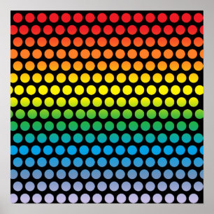 Rainbow Polka Dots Black Poster