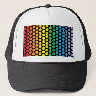 Rainbow Polka Dots Black Trucker Hat
