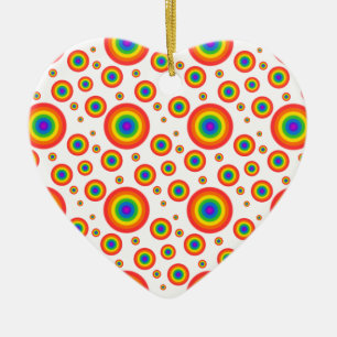 Rainbow Polka Dots Ceramic Ornament