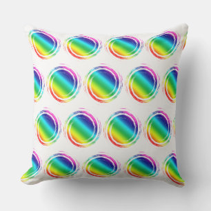 Rainbow Polka Dots Circle Sun Summer Outdoor Pillow